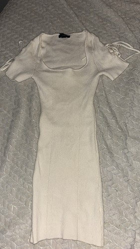 Woollen cream tight dress - woollen,
