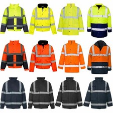 HI VIZ VIS VISIBILITY  WORK WATERPROOF PADDED HOODED REFLECTIVE WINTER JACKETS
