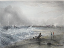 Hand-Coloured Engraving Stranded Vessel Off Yarmouth by JMW Turner & Brandard