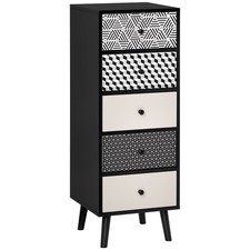 HOMCOM Chest of Drawers, 5 Drawer Storage Organiser Unit Bedroom, Black