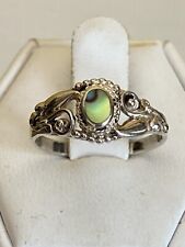 Vintage Sterling Silver Ammolite Set Scroll Detail Ring Size O