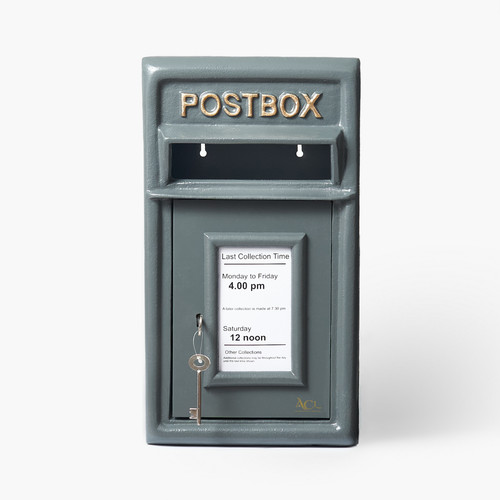 Grey post box - post,