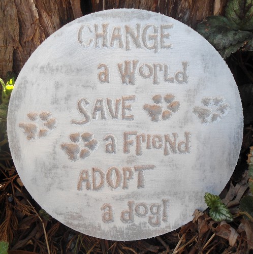 Plastic adopt dog plaque - adopt,