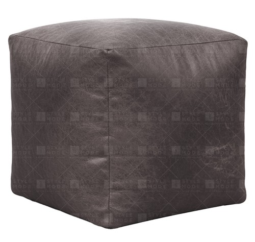 Leather footstool pouffe - pouffe, stool