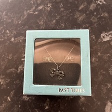 Past Times Silver Bow Earrings & Necklace