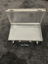 Small aluminium flight case transparent top  range of uses 12” L x w 6.5” x D 3”