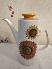 FINAL-Vintage Sunflower Design J & G Meakin Palma Coffee Pot 1960/70's VGC Retro