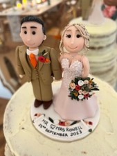 Personalised bride and groom clay cake topper