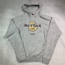 Hard Rock Cafe Malta Men’s M Hoodie Sweatshirt Grey Pullover Jumper Graphic