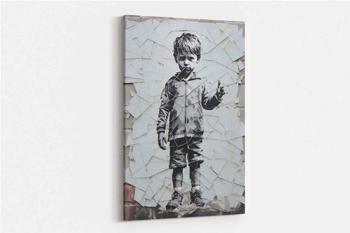 Banksy style boy - boy, thumbs