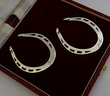 CASED SET of STERLING SILVER HORSE SHOE NAPKIN RINGS 1978 RIDING RACING HUNTING