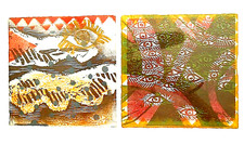 Woodcut Block Art Monoprints