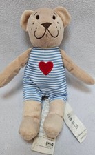Ikea Fabler Bjorn 9" Blue Stripe Red Heart Teddy  Comforter Soft Toy With Tag.