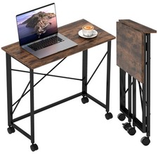 Homcom folding desk wheels - folding,
