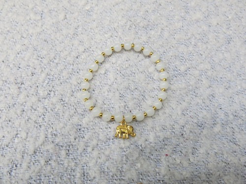 White glass beaded and gold - white,