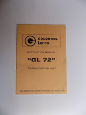 GOLDRING LENCO "GL 72" TRANSCRIPTION UNIT INSTRUCTION MANUAL