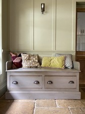 Painted Grey Pine Hall Bench