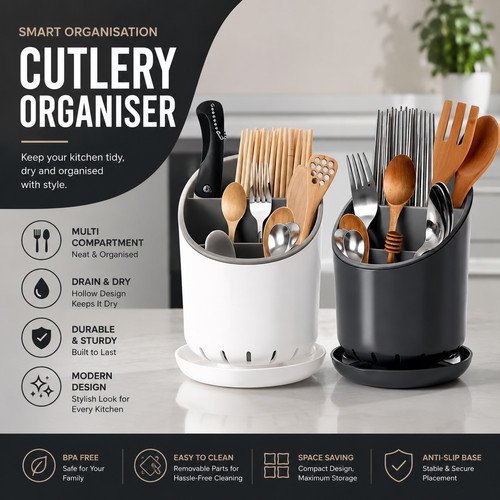 Plastic cutlery drainer - plastic, holder