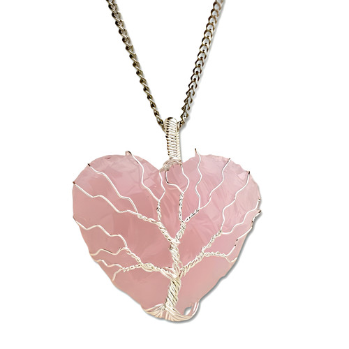 Opalite heart pendant pink - opalite,