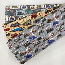 Train Fabric Quilting Cotton Locomotion Steam Engine Travel Patchwork Quality
