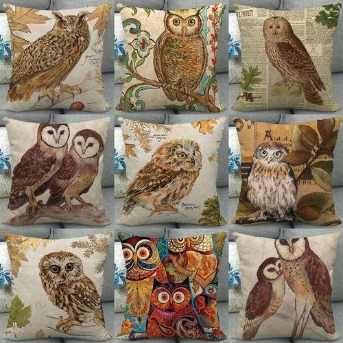 Wildlife owl eagle linen - 18",