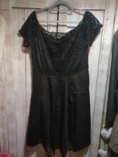 Womens Lindy Bop Black Lacey Evening Dress Gown Size 2XL Vintage Style Goodwood 