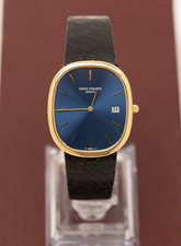 Patek Philippe Ellipse Jumbo 3747 Blue Collector Set 1991 Vintage Gold Watch