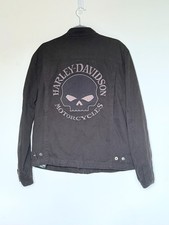 Harley-Davidson RARE Willie G Skull Black Canvas Denim Riding Jacket Size Large
