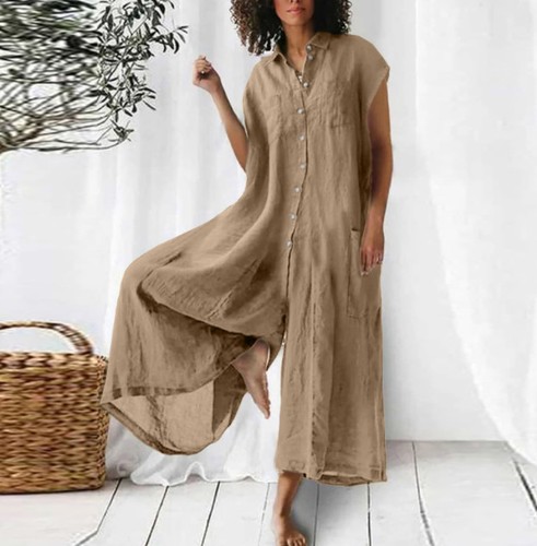 Women cotton jumpsuit linen - women's,