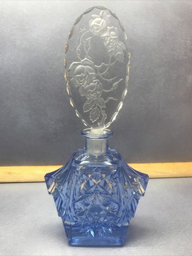 Art deco perfume bottle - perfume, bottle/blue