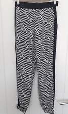 Women's Topshop Trousers, Animal Print, Black & White, Side Stripe, 6 UK (Used)