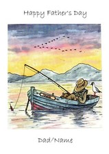 Fishing rowing boat card