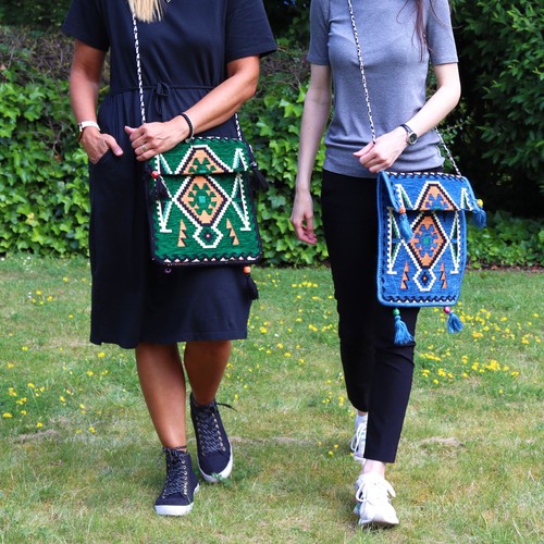Sky blue kilim messenger - blue,