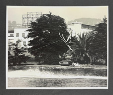 1960s Water Skiing Jump Trick Wooden Skis Air Jumping People Vintage Photo