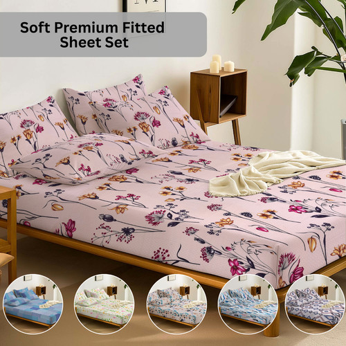 3pcs printed fitted sheet set - 3pcs,