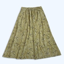 Muted Yellow Floral Maxi Long Chiffon Skirt Size 14 Elastic Waist