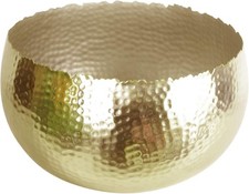 Leaf Large Curved Edge Hammered Metal Bowl, Gold, 32 x 20 cm