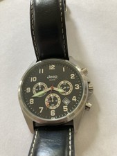 Jeep Men's Chronograph Wristwatch. 10 ATM. Genuine Leather Strap New Battery