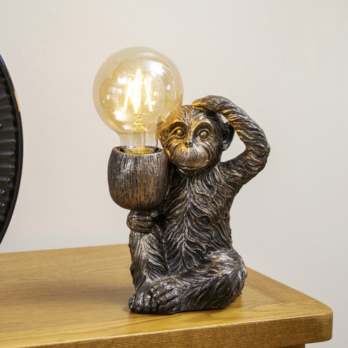 Antique gold monkey led table - antique,