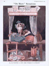 DOG SHOW SENSATIONS Pekinese Worlds to Conquer - Antique Comic Print 1924