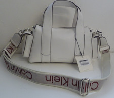 Calvin Klein Webbing Strap Pocket Bag/Hand Bag White Alyssum / Contrast Webbing