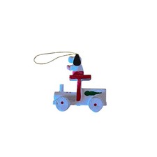 Wooden Dog on Cart Christmas