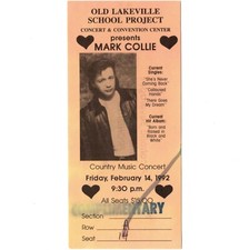 MARK COLLIE Concert Ticket Stub LAKEVILLE IN 2/14/92 OLD SCHOOL PROJECT LATE