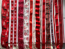 Christmas Ribbon Bundle  15 assorted lengths, widths and patterns ( USED )
