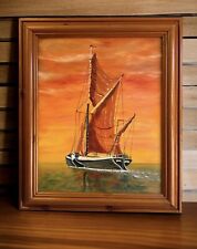 Vintage Oil, Painting, Signed, Maritime Nautical “Thames Barge” - 64cm By 54cm