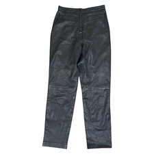 Vintage Kit Leather Trousers 80s Retro Hippie Rock Straight Black Womens Uk12