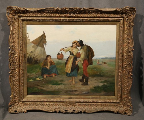 Antique italian painting gypsy - antique,