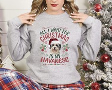 Xmas Sweatshirt Christmas Sweater Havanese Dog Lover Xmas Jumper Festive Top