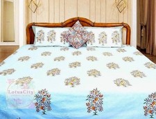 Hand Block Printed Bedsheet Set Double Bedcover Cotton Bedspread Bedding Gifts