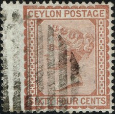 SG 131 CEYLON 1877 – 64c RED-BROWN – USED